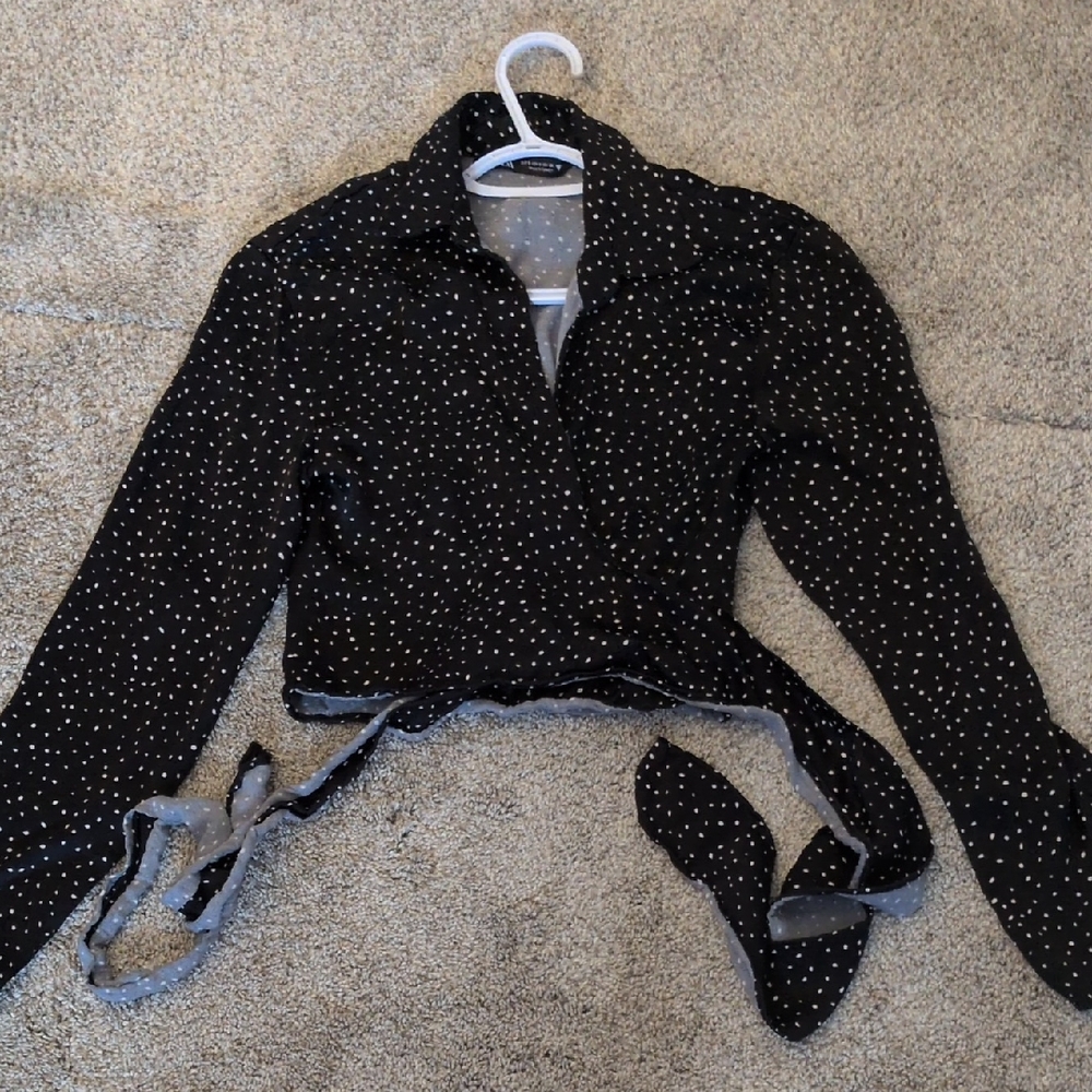 Zara Black and White Polka Dot Blouse